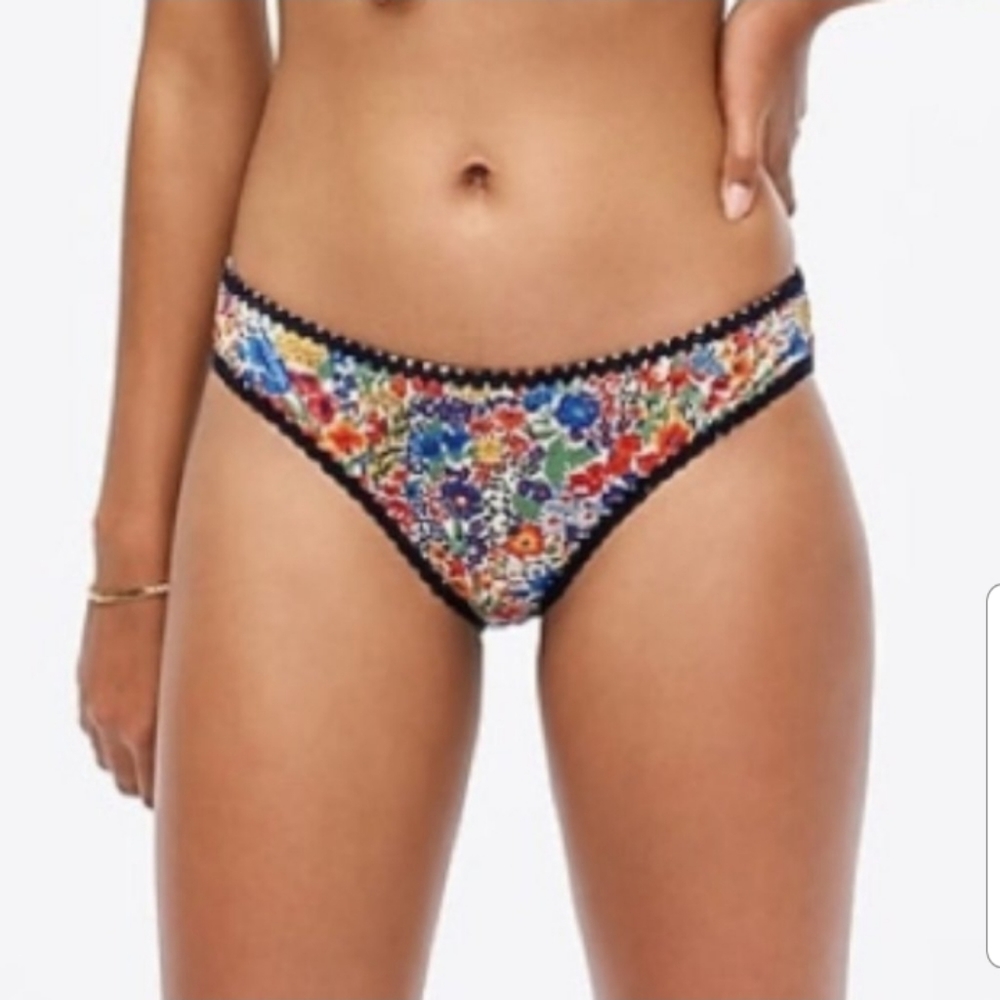 J Crew Bikini Bottoms in Liberty Floral Rickrack